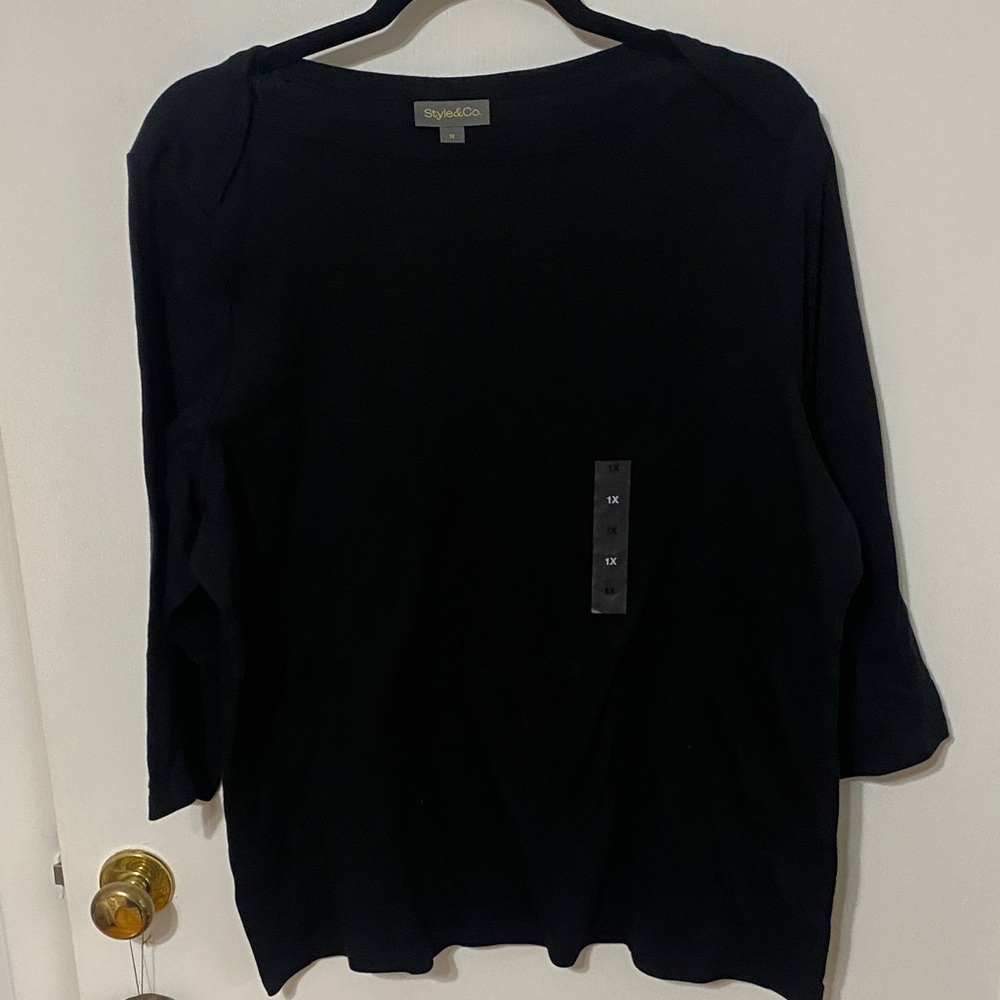 Style & Co. Classic Black Long Sleeve Top